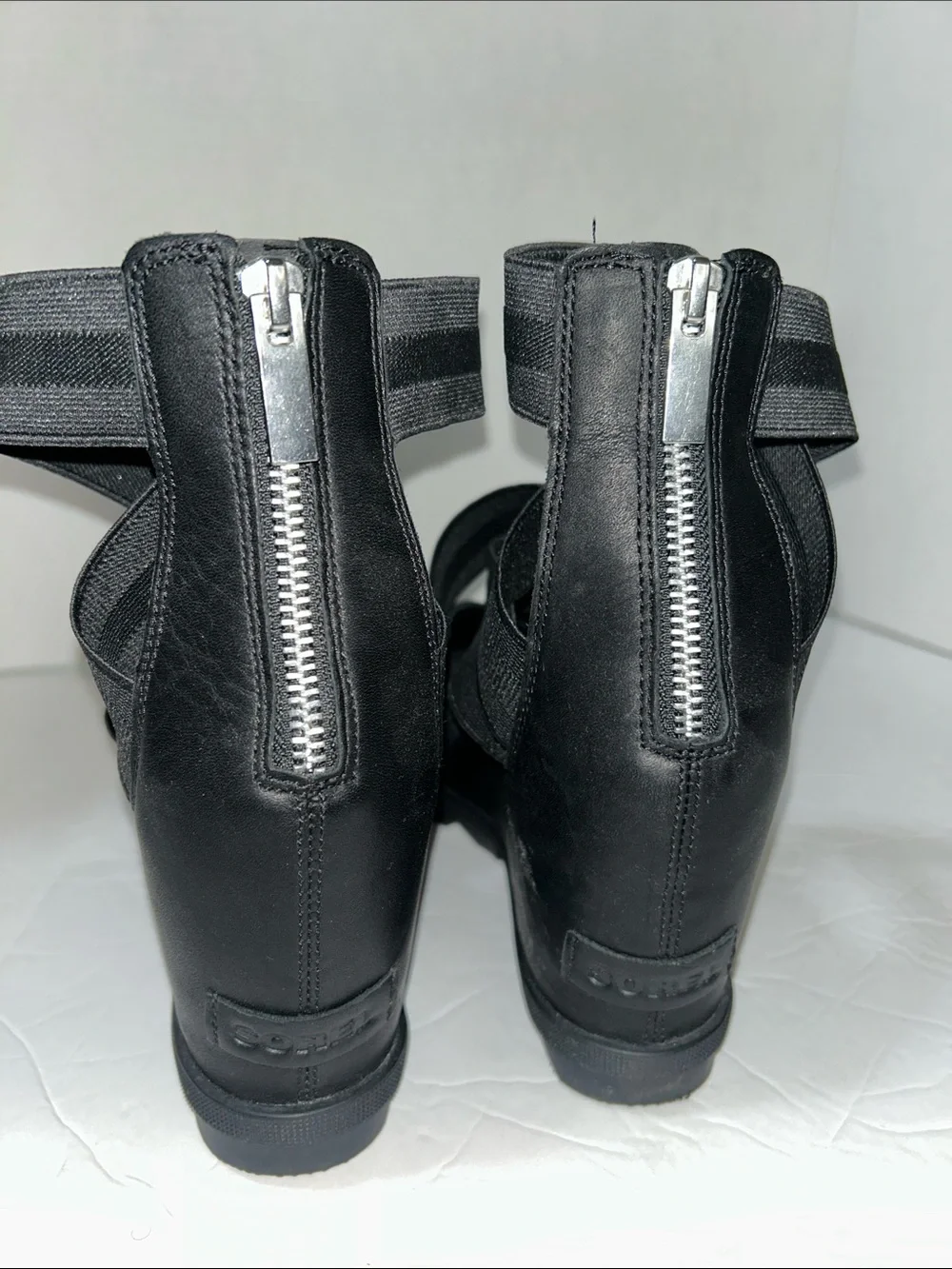 Sorel Black Crisscross Wedge Sandals